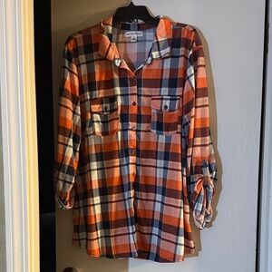 New York Laundry Pink and Blue Plaid Shirt